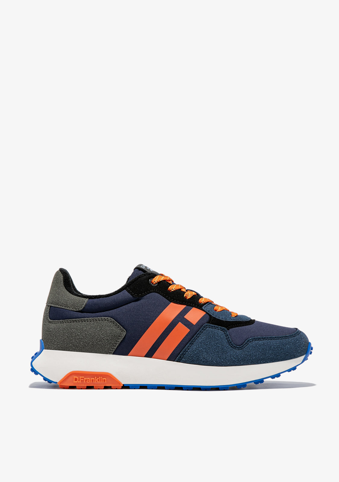 Orange and clearance navy blue sneakers