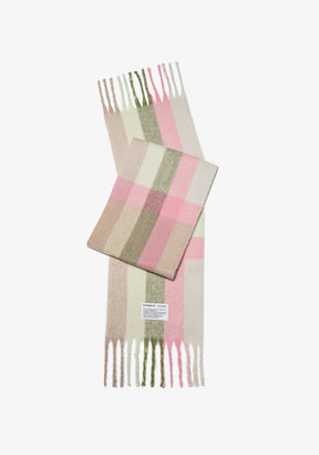 Nordic Bomb Plaid Scarf Green/ Coral