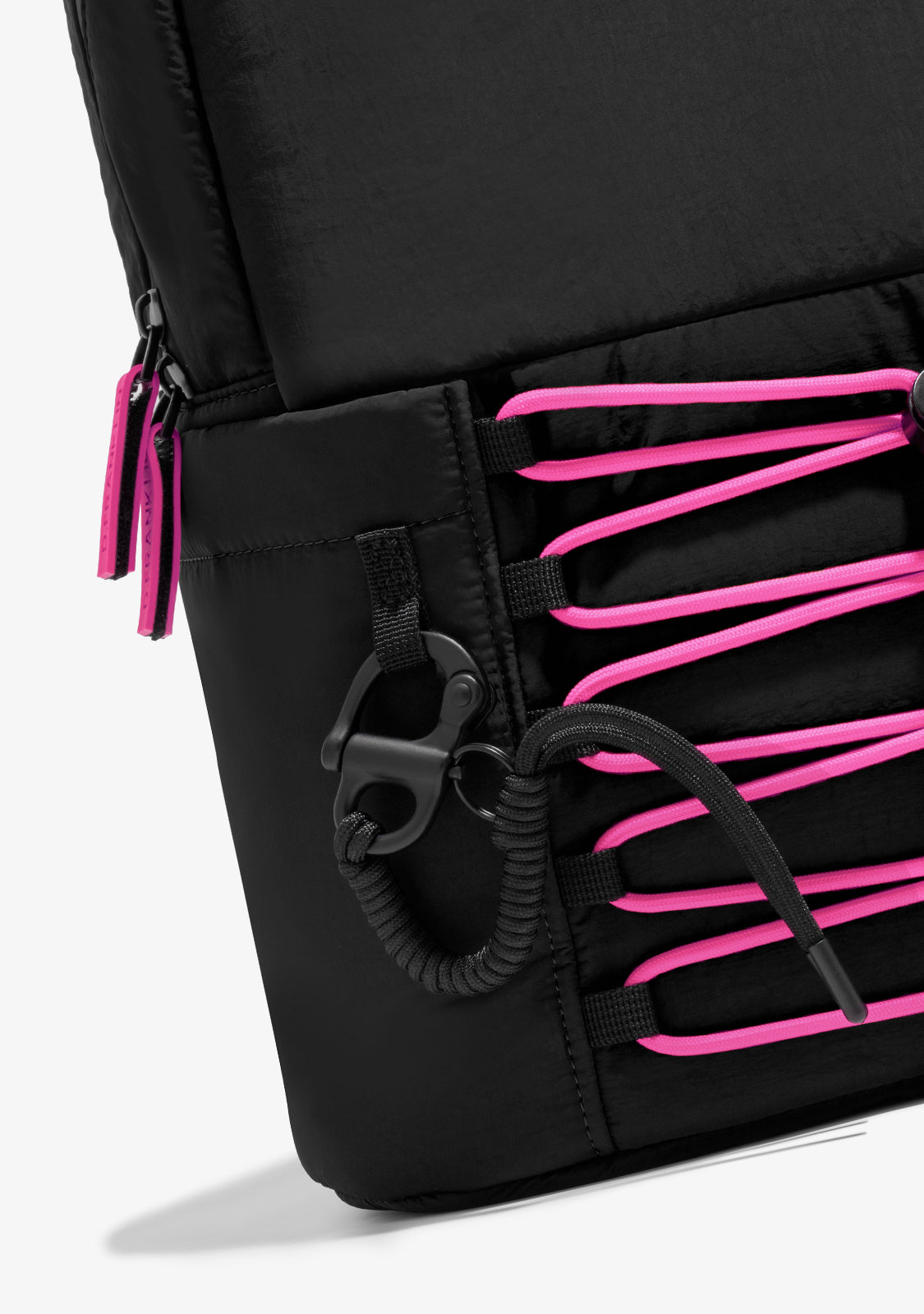 Multi-Pocket Nylon Backpack Black + Custom Set Fuchsia