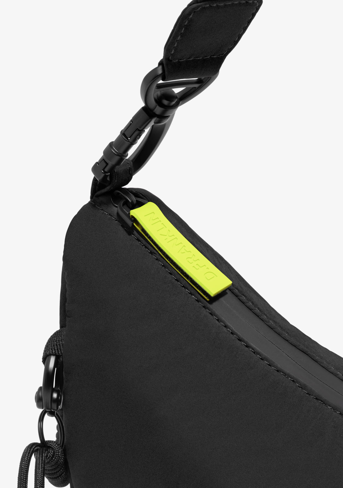 Round Nylon Crossbody Bag Black + Custom Set Lime