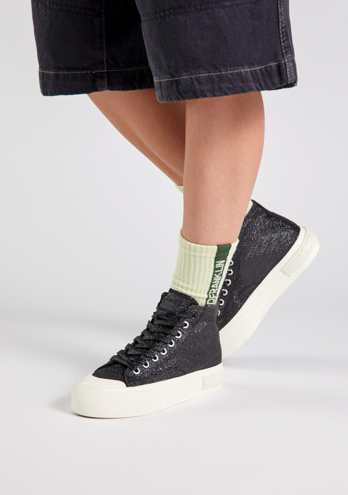 Black glitter high top sneakers best sale