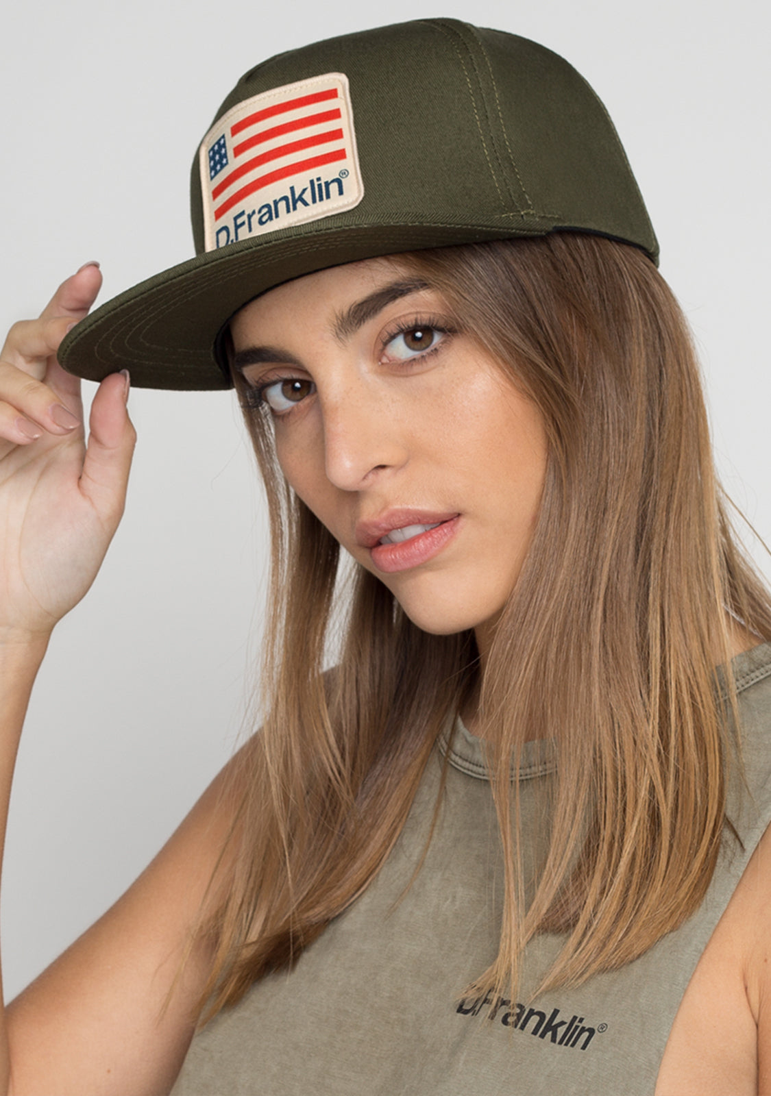 Usa Flag Snapback Khaki